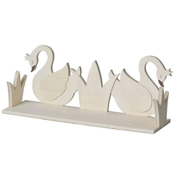 Trähylla 2 svanar att anpassa 40 x 16 cm Beige