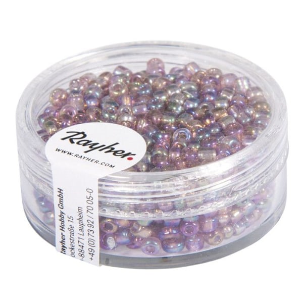 Läpinäkyvä lila kiiltävä rocaille-helmi 2,6 mm 17 g lila, ljusgrön, 11 andra färger