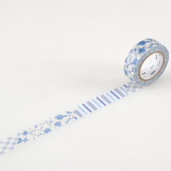 Masking-teippi siniset kukat paperiteippi washi 1,5 cm x 10 m Sininen