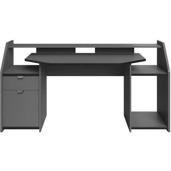 Gaming gaming skrivebord - Partikelpaneler - Shadow grå og sort - L 180 x D 67 x H 92 cm - PARISOT Grå