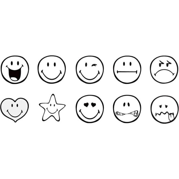 Sæt med fortrykte stempler til børn - ALADINE - Smiley - 10 stk - Gul - Håndværksaktiviteter Gul
