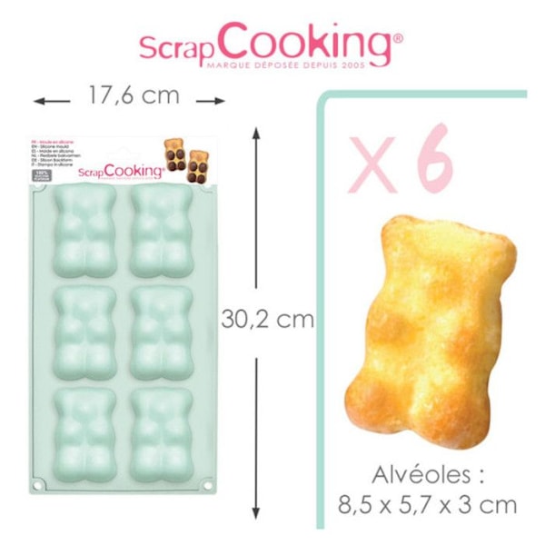 Silicone forme - Scrapcooking - Bamse - 6 stk - 30 cm - Opvaskemaskinevenlig Grön