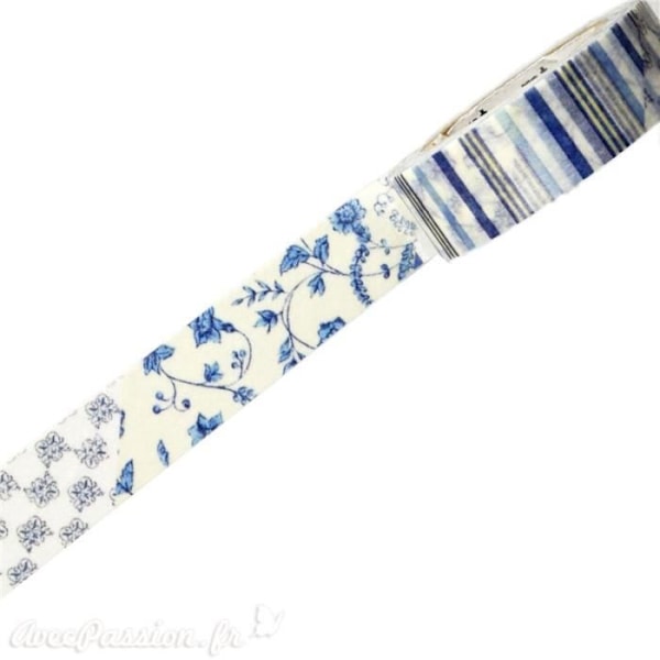 Masking-teippi siniset kukat paperiteippi washi 1,5 cm x 10 m Sininen