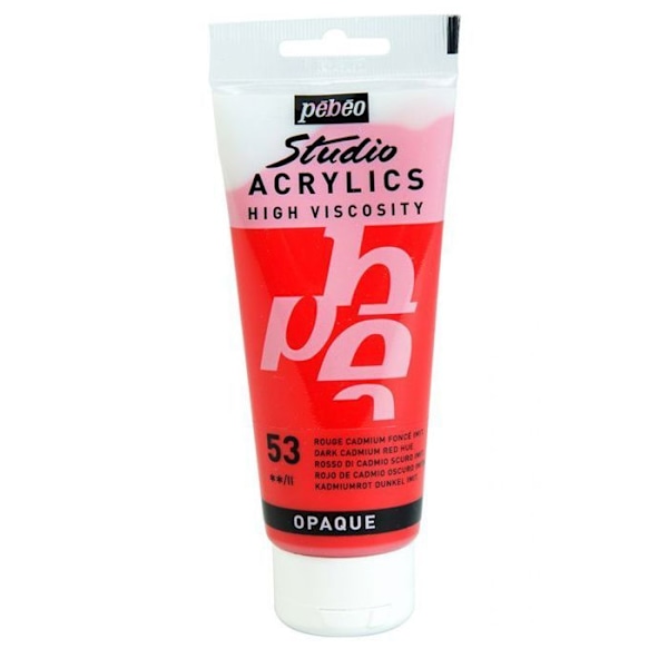 Akrylmaling - Pébéo - Studio - Mørk Cadmium Rød - 100 ml - Satin Mörk kadmiumröd