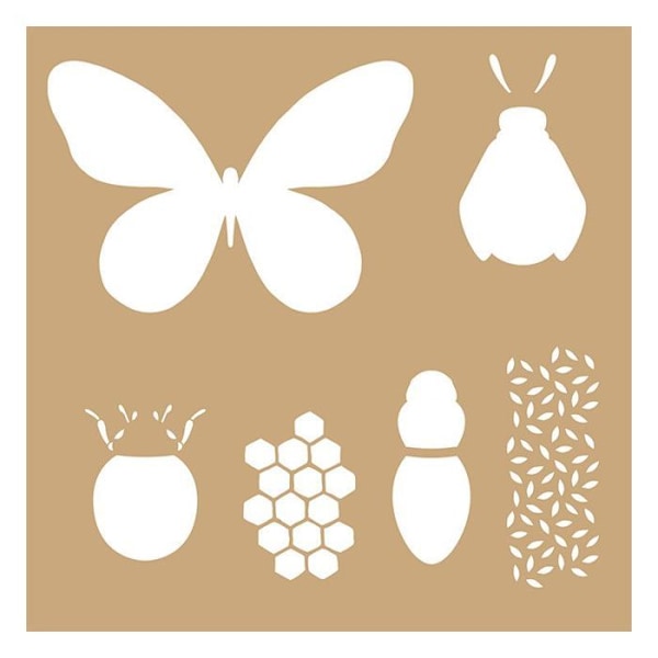 2 Kraft Insekter stencils 20 x 20 cm kastanj