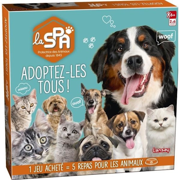LANSAY - SPA® - ADOPTERA DEM ALLA! - Brädspel - 2 till 6 spelare - Från 6 år Flerfärgad