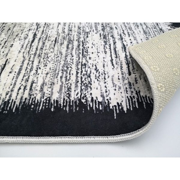 Tæppe - MANI TEXTILE - SKYGGE - Sort - 200x290 - Rutsksikker og maskinvaskbar Svart