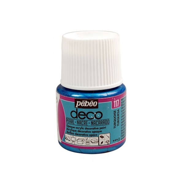 Akvarelle - PEBEO - Perlemorsdekoration - 45 ml - Turkisblå - Blank finish Turkos