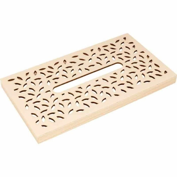 Vävnadslåda med fjäderlock - 25 x 14 x 8,5 cm Beige