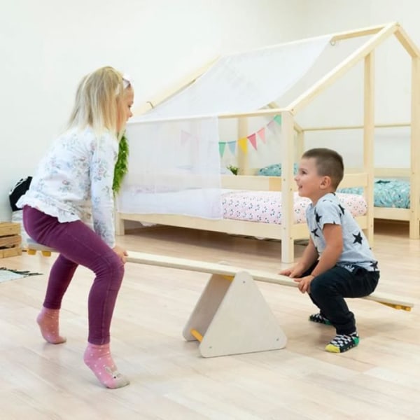 Montessori TRIANGLES balance og motorik spil - naturligt træ og grå farve Naturligt och grått trä