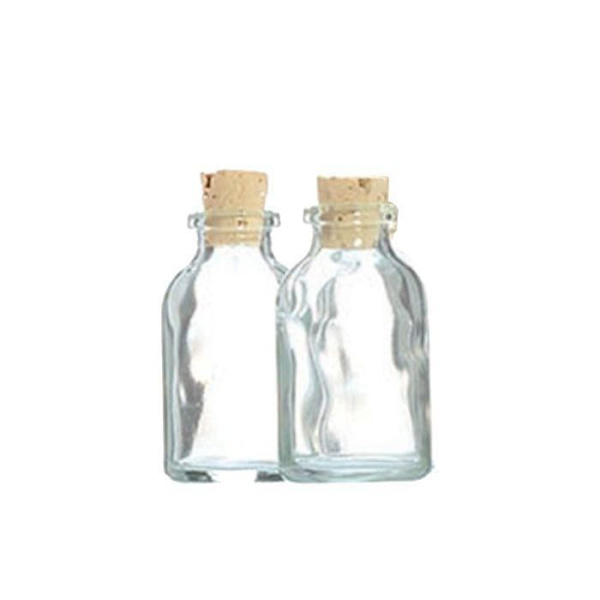 2 mini glasflasker 6 cm med propprop Transparent