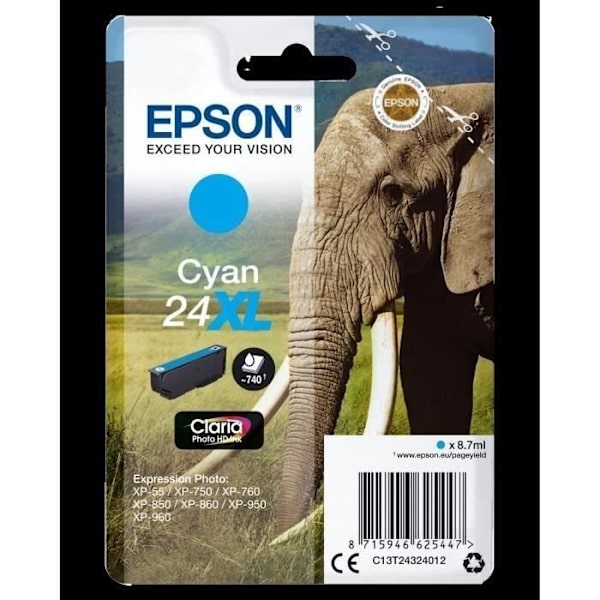 EPSON T2432 XL syaani mustekasetti - Elephant (C13T24324012)