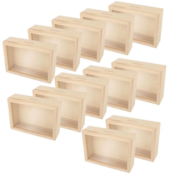 12 puurunkoista säästöpossua mukautettavaksi 12 x 17 cm Beige