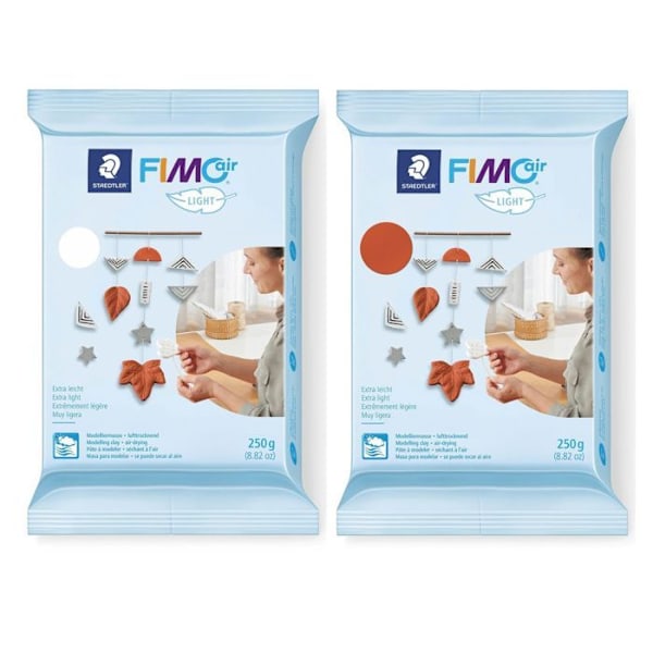 2 Fimo Air Light polymerleror 250 g Vit + Terrakotta Flerfärgad