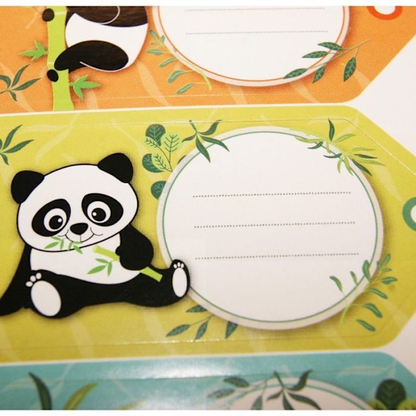 12 självhäftande skoletiketter - Rektangel - Pandas Vit