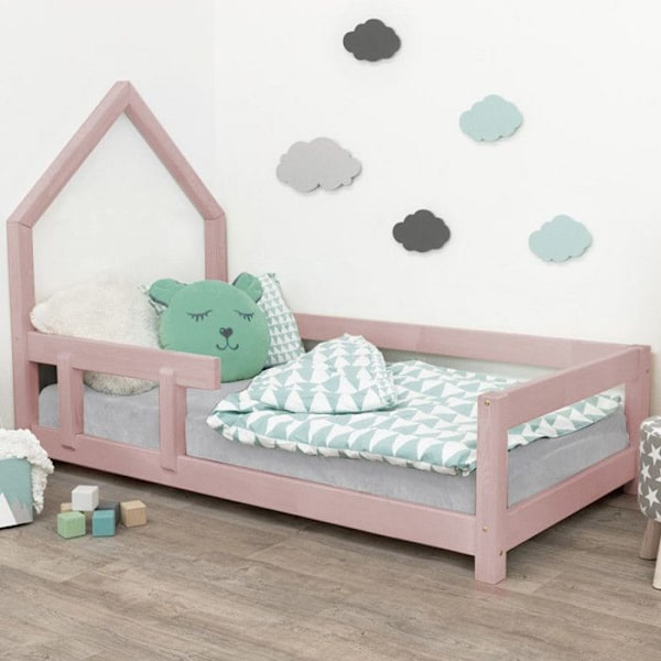 Lit cabane enfant POPPI 120 x 180 vaaleanpunainen 2 Rosa