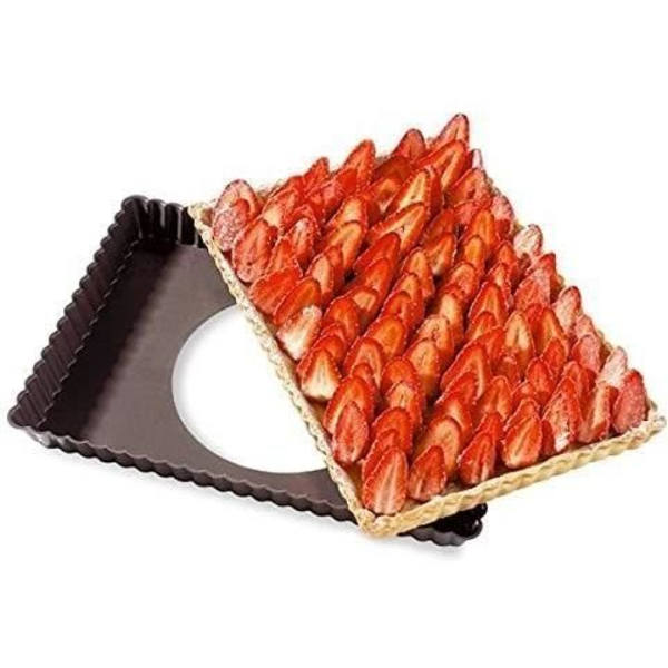 Suorakaiteen muotoinen torttumuotti 31x21x3 cm irrotettava pohja SUGAR & TREATS antracit