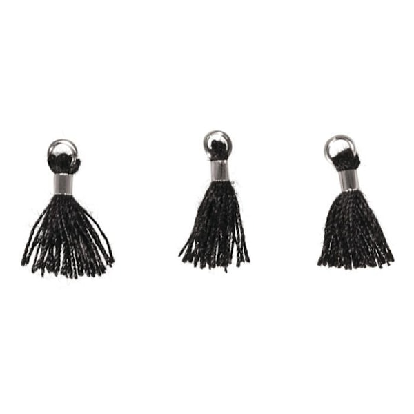 3 Mini pomponer med øje 15 mm - sort Svart