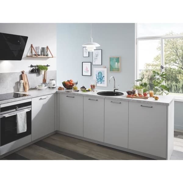Evier komposit - GROHE - K200 - 1 skål - Indbygningsmodel - Sort - Rund Sort