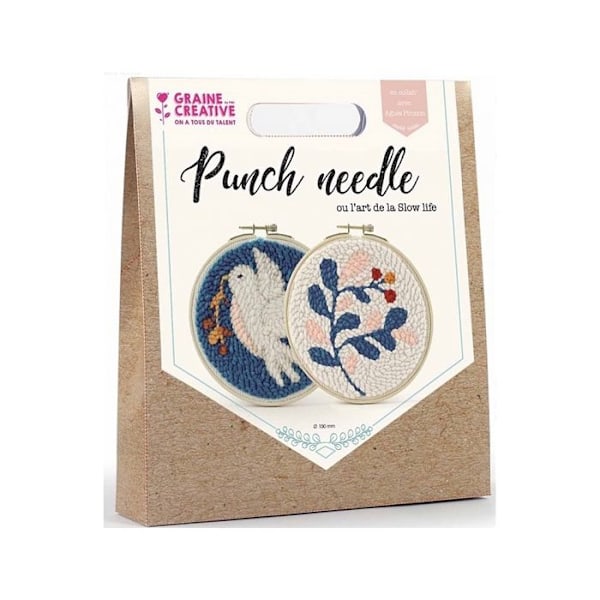 Punch neula kirjontasarja diptyque lintu ja lehti 15 cm - Monivärinen Flerfärgad