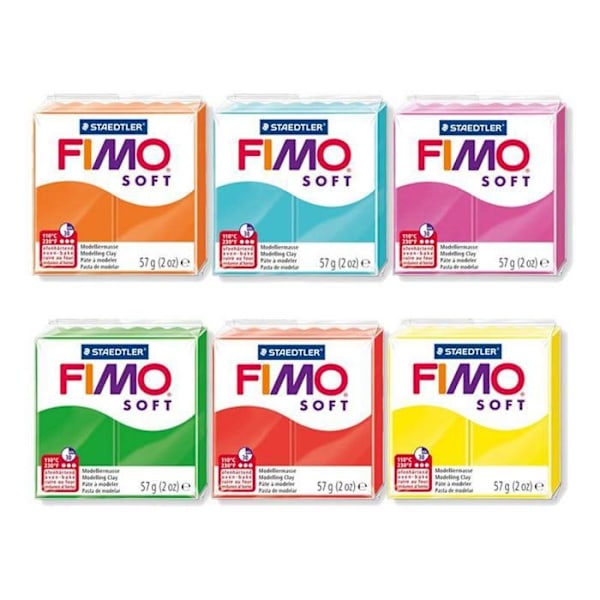 6 stykker polymer ler Flerfärgad