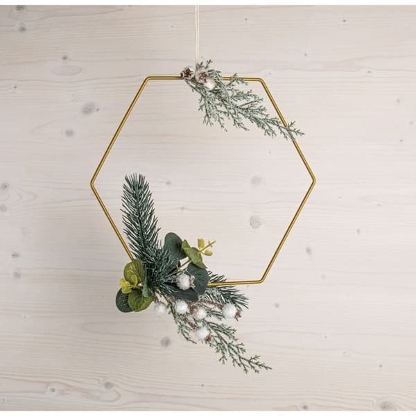 3 metalliska hexagonringar guld 20/25/30 cm gyllene