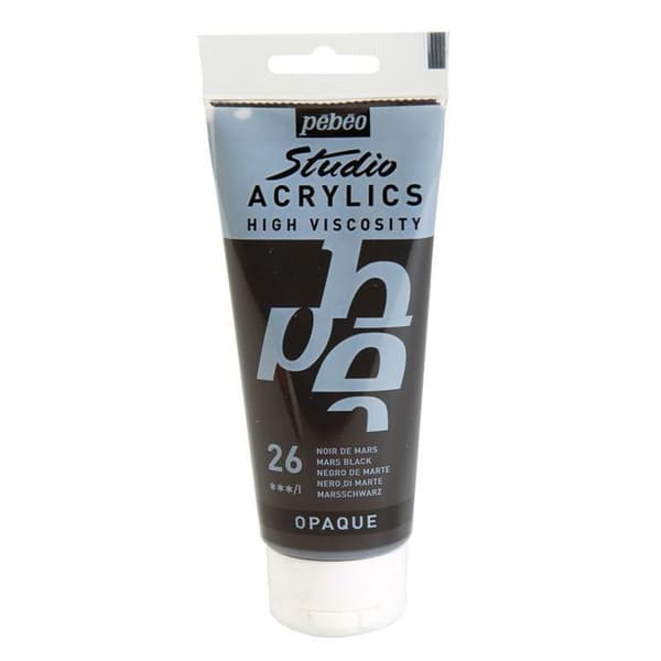 Akrylfärg - Pébéo - Studio - Noir de Mars - 100 ml - Satin - Professionell Svart