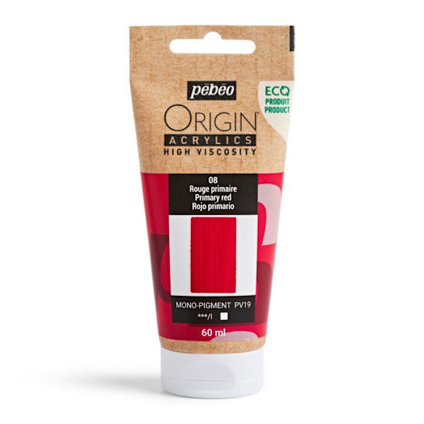 Acrylfarve - Primær rød - 8 - Høj viskositet - Pébéo - Origin akryler - 60ml Primär röd