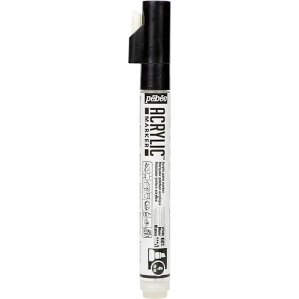 Acrylmarkörer - Pébéo - Acrylmarker - Snedspets 4 mm - Oföränderlig - Opaque Vit