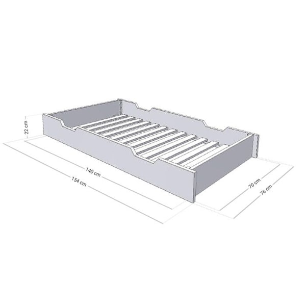 Rulleskuffe opbevaring eller seng - hvid til seng 70 x 160 cm Vit