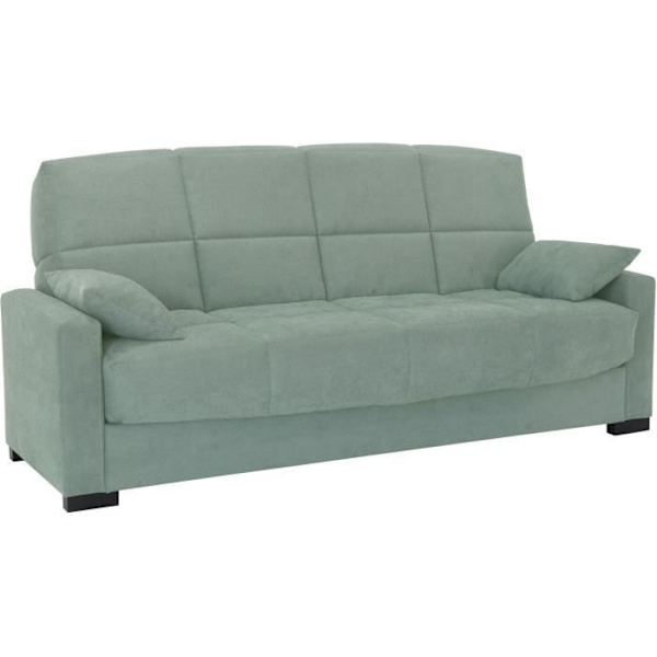 3-sits bäddsoffa MEGAN 14 - Mandelgrönt Soro-tyg - Med armstöd - Säng 130x190 cm - L223 x D96 x H103 cm Mandelgrön