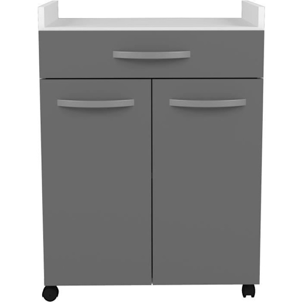 OSLO 60 cm vogn - 1 skuffe og 1 låge - L 60 x D 44 x H 81 cm - Blank grå farve - EKIPA