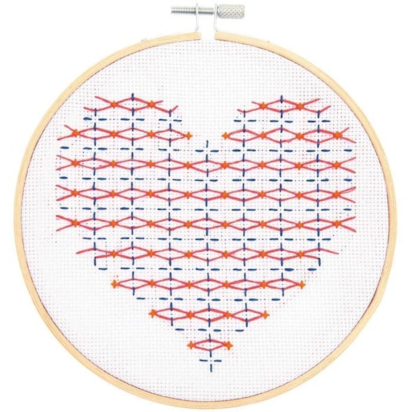 Heart Sashiko Broderi Kit Flerfärgad