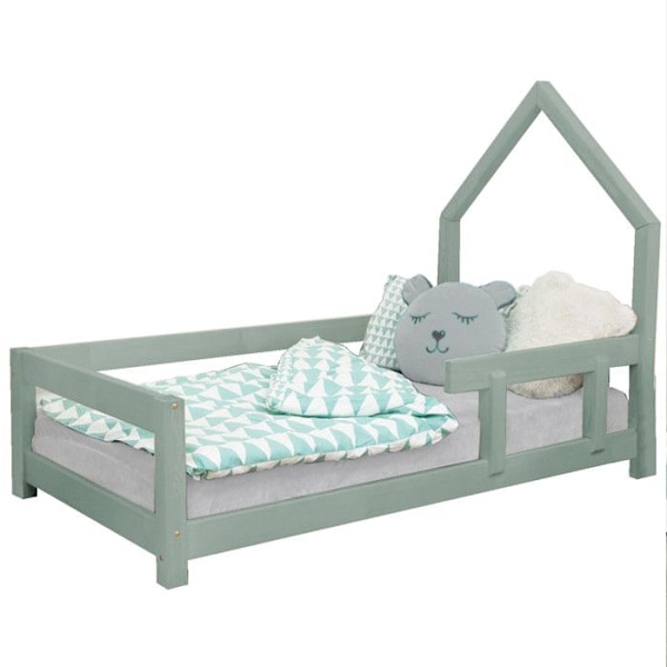Lit cabane enfant POPPI 120 x 200 grøn salvie 1 Grön