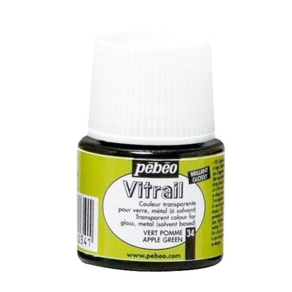 Glasmaleri - Pébéo - Æblegrøn - 45ml - Transparent - Blank Grönt äpple