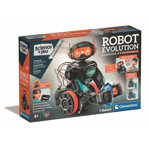 Clementoni - Robot Evolution 2.0 at samle og programmere - 4 spillemåder - Fremstillet i Italien Grå, Röd