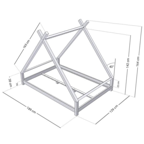 TAHUKA tipi-säng för barn - GENERISK - 120 x 180 - Massivt trä - Lamell - Blå Blå