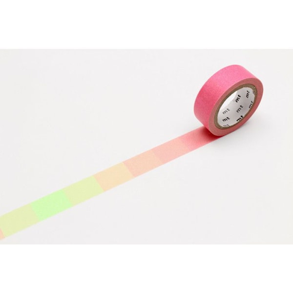Maskeringstejp gradient neon rosa och grönt - 1,5 cm x 7 m Rosa