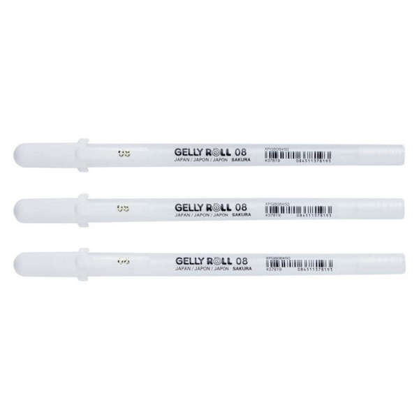 Etui med 3 st Sakura Gelly Basic Real - Vit - Sakura Vit