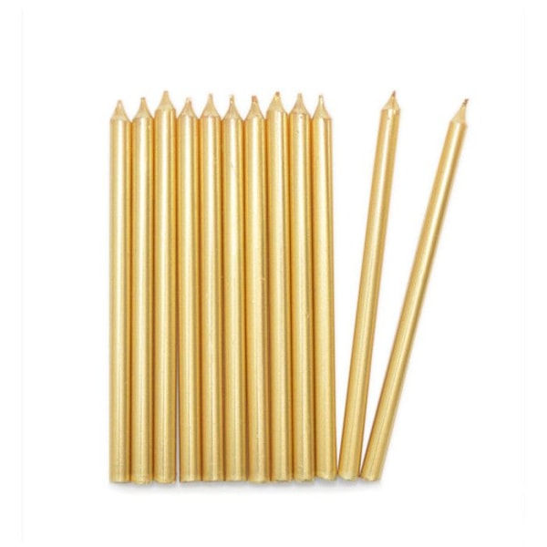 Pitkät kynttilät - Classic - Kulta - 12 cm - 12 kpl gyllene