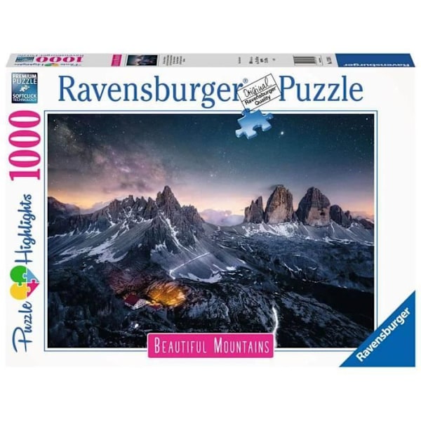 1000 bitars pussel Tre Cime di lavaredo, Dolomiterna (Högpunkter i pussel) - Vuxna, barn - Landskap - 17318 - Ravensburger Flerfärgad