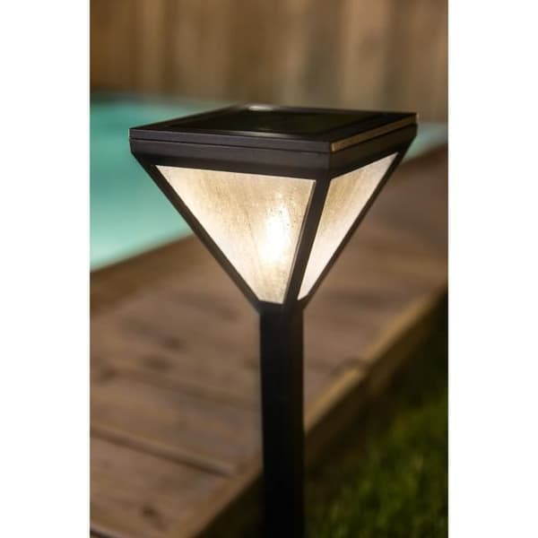 Rustfrit stål solar lanterne perleglas 25 lumen varm hvid - GALIX