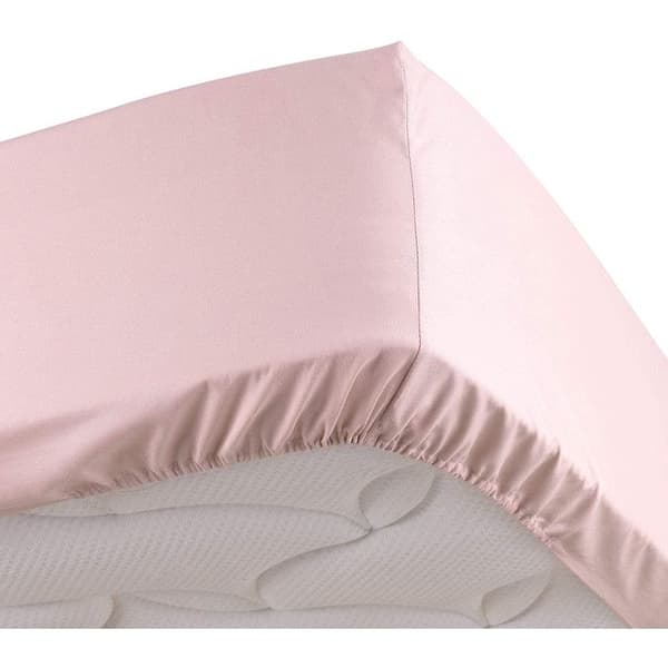 Draps Housse - PROMO LINGE - LIA - Percale av Bomull 78trådar - 190x140cm - Rosa Ros
