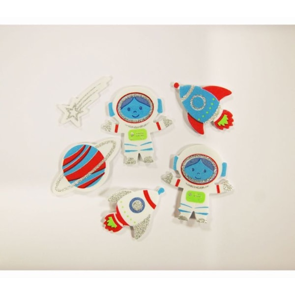 30 Stickers - EVA Foam - Astronaut - Glitter Flerfärgad