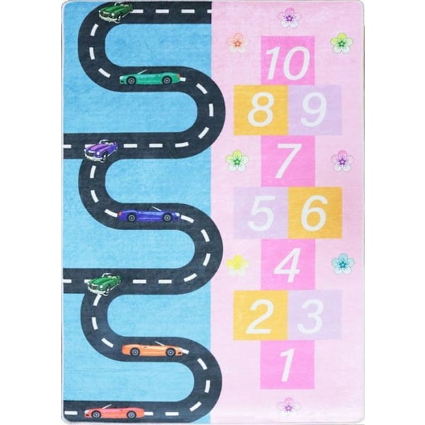 Barnmatta - Flerfärgad - 100x150 cm - Halkfri - Maskintvättbar - Polyester Flerfärgad