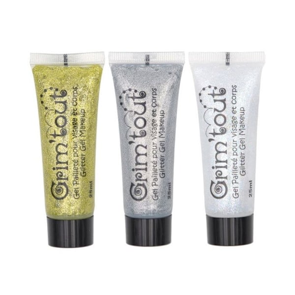 Glitterigeelituubi - OZ INTERNATIONAL - GT41523 - 3 kappaletta - 25 ml - Värit kulta, hopea, kristalli