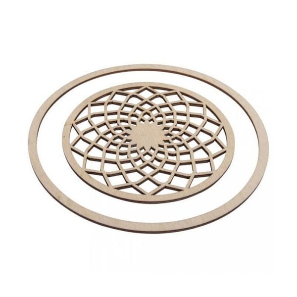 3 træskiver til drømmefanger Ø 13 cm + 3 ringe 18 cm Beige