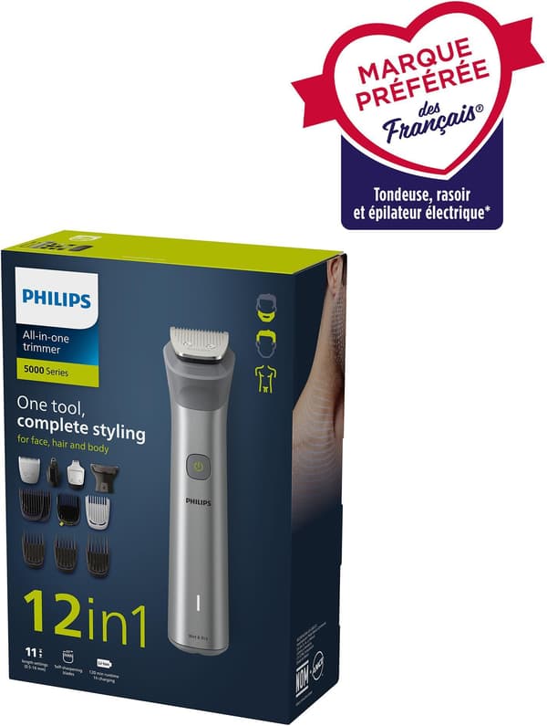 Hårklipper - PHILIPS - MG5940/15 - Trådløs - 12 tilbehør - Rustfrit stål Rostfritt stål
