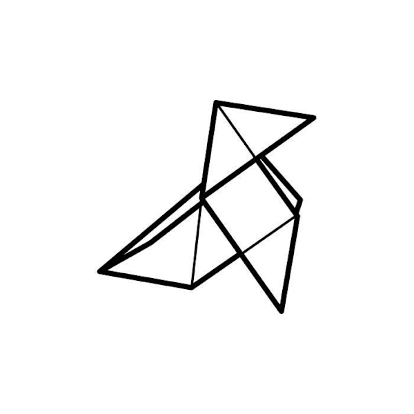 Tampon i træ - origami høne Svartvitt