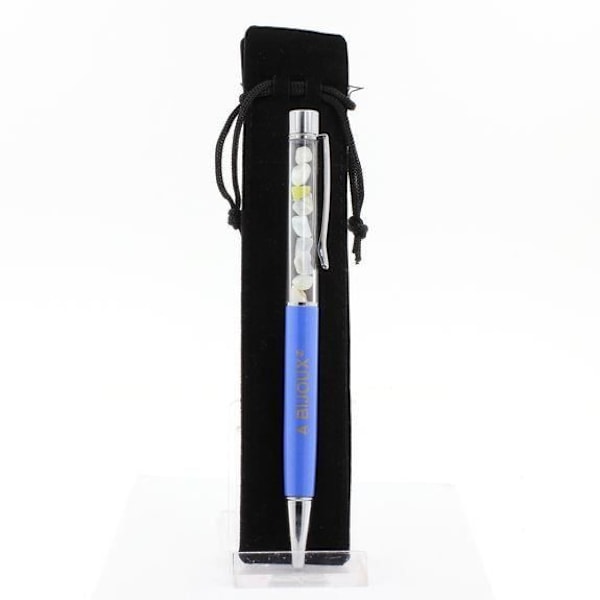 Mineral pen - ABIJOUX - Amethyst from Brazil - Blue ink - Rechargeable - Ballpoint Blå